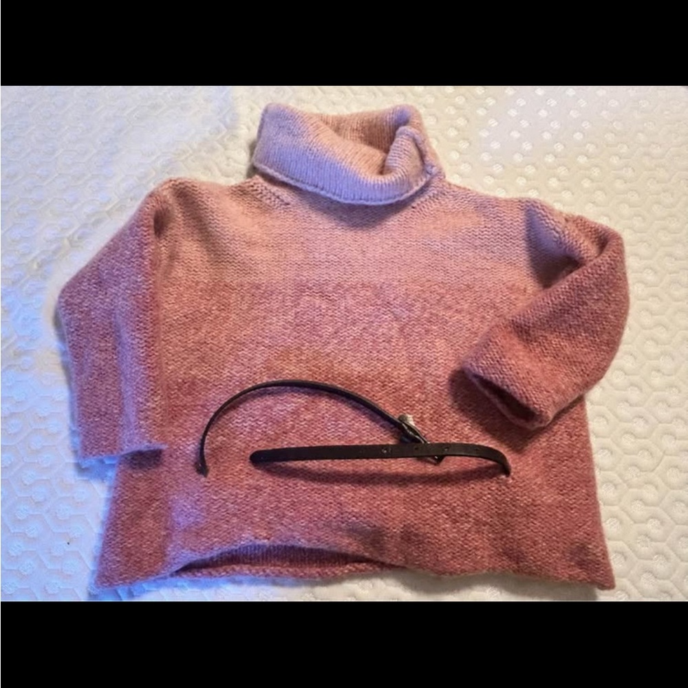 Bundle & save Moda International Pink Cowl Neck Sweater with Belt - Picture 2 of 3